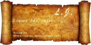 Lopos Jázmin névjegykártya